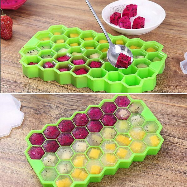 Forma cuburi de gheata Fagure Hexagon din silicon - potrivita si pentru uz profesional, Verde