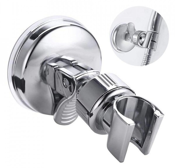 Suport cu ventuza pentru para de dus, reglabil 360 grade, crom elegant, sustinere pana la 5kg