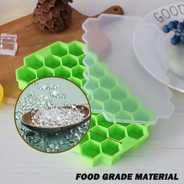 Forma cuburi de gheata Fagure Hexagon din silicon - potrivita si pentru uz profesional, Verde