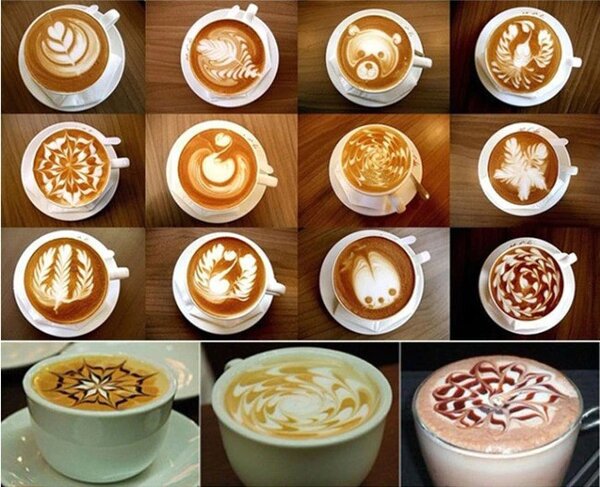 Set pentru decorare cafea sau prajituri, 19 sabloane reutilizabile cu forme diferite