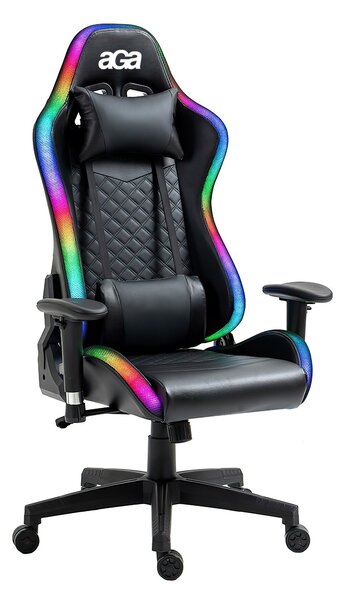 Scaun de joc Aga cu iluminare RGB Negru