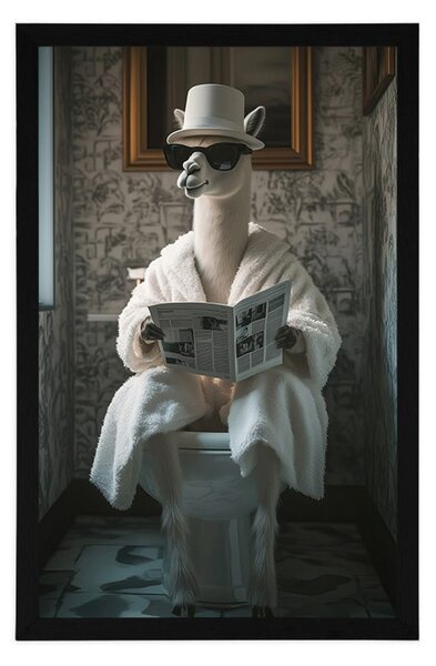 Poster alpaca cu ziar pe toaletă