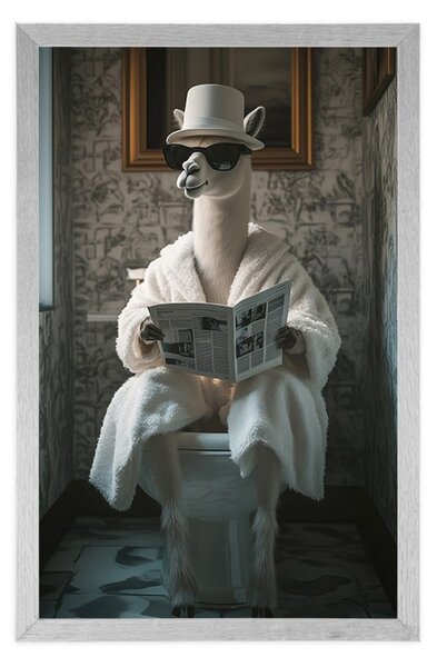 Poster alpaca cu ziar pe toaletă