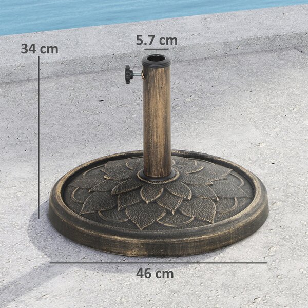 Outsunny Bază Rotundă pentru Umbrelă, Potrivit pentru Stâlpi de 32, 38, 48 mm, Φ46x34 cm, Bronz | Aosom Romania