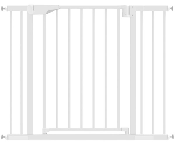 PawHut Poartă de Siguranță pentru Copii și Animale, Extensibilă 96-103 cm, Înălțime 76 cm, Poartă pentru Câini, Scări și Uși, Închidere Automată, Montaj prin Presiune, Deschidere în Ambele Direcții, Alb | Aosom Romania