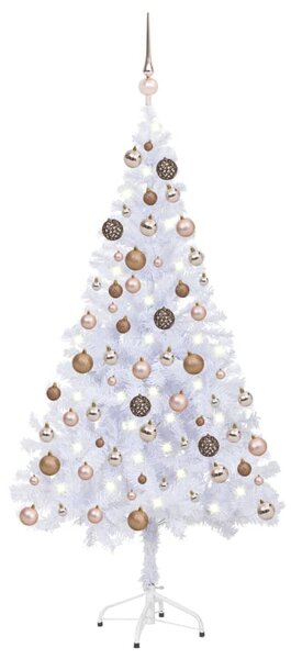 Brad de Crăciun pre-iluminat cu globuri, 120 cm, 230 ramuri