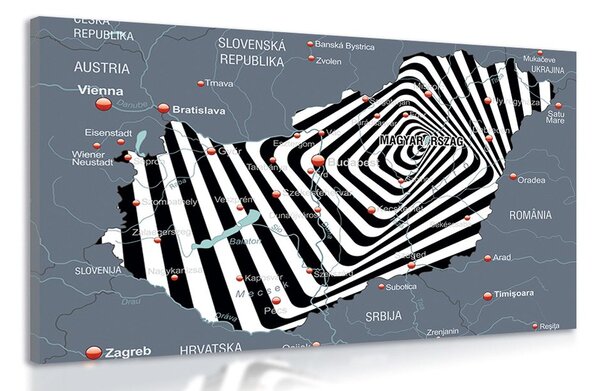Tablou design modern al hărții Ungariei
