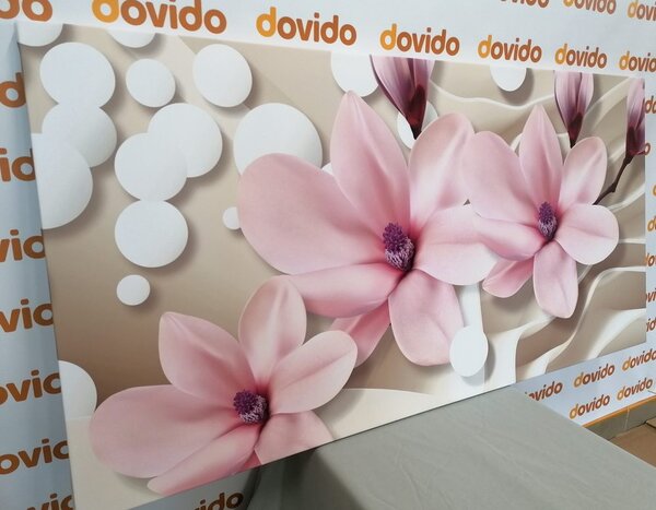 Tablou floare magnolie pe fundal abstract
