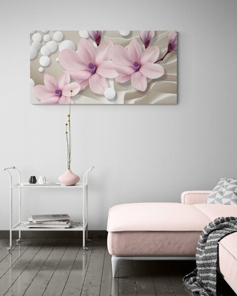 Tablou floare magnolie pe fundal abstract
