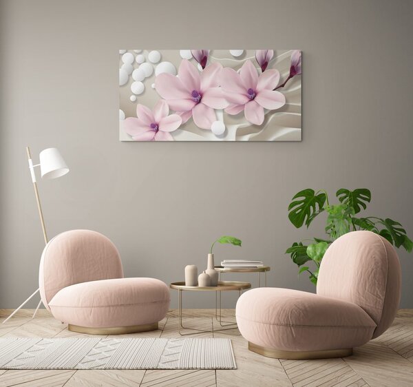 Tablou floare magnolie pe fundal abstract