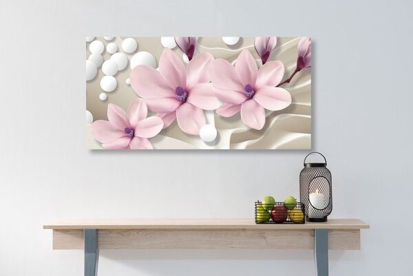 Tablou floare magnolie pe fundal abstract