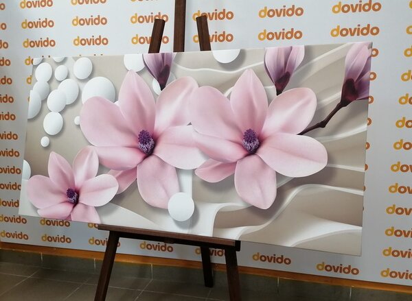 Tablou floare magnolie pe fundal abstract