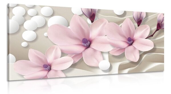 Tablou floare magnolie pe fundal abstract