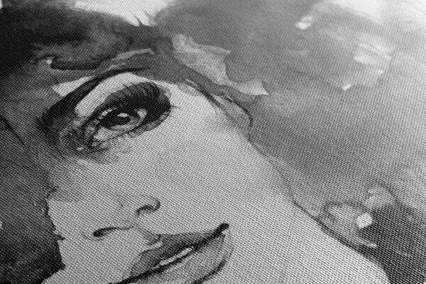 Tablou abstract portret al unei femei alb-negru