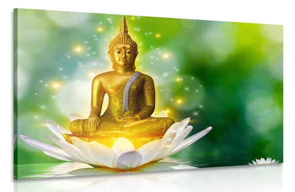 Tablou buddha de aur pe o floare de lotus