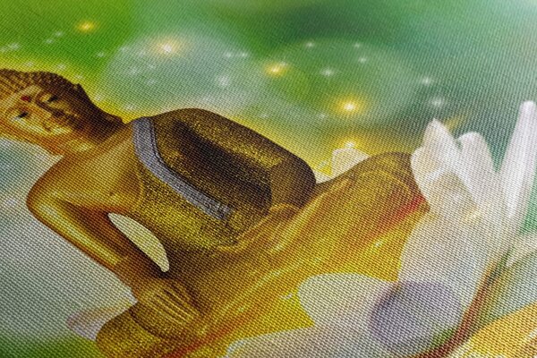 Tablou buddha de aur pe o floare de lotus