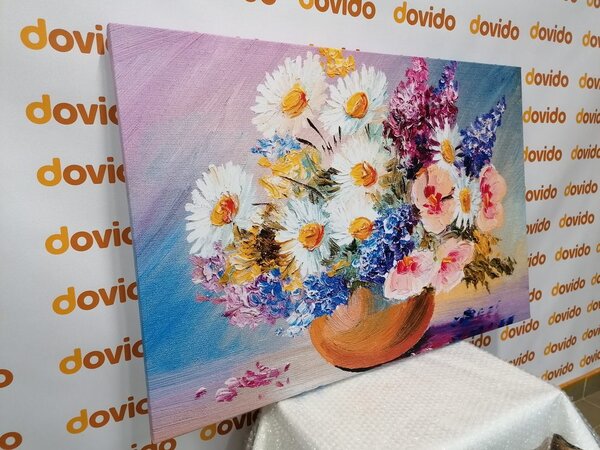 Tablou pictură în ulei florilor de vară