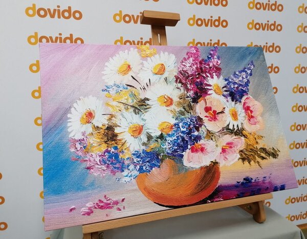 Tablou pictură în ulei florilor de vară