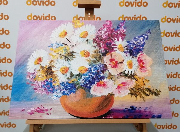 Tablou pictură în ulei florilor de vară