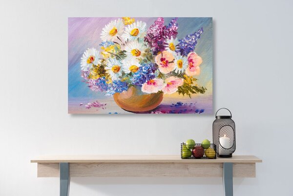 Tablou pictură în ulei florilor de vară