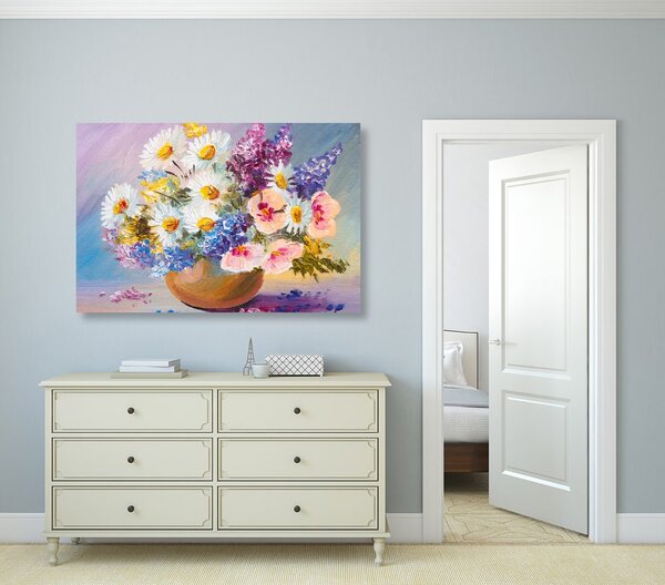 Tablou pictură în ulei florilor de vară