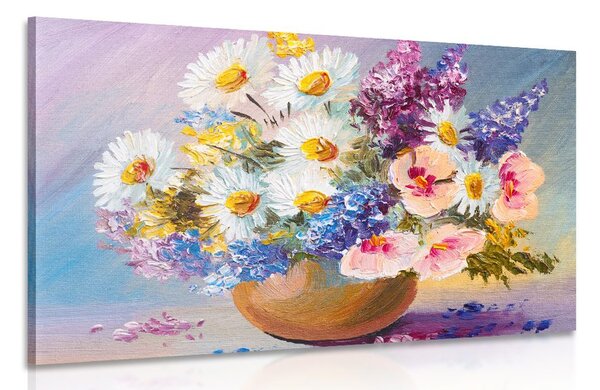 Tablou pictură în ulei florilor de vară