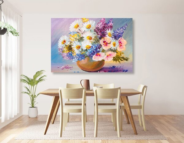 Tablou pictură în ulei florilor de vară