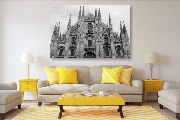 Tablou catedrala în Milano în design alb-negru