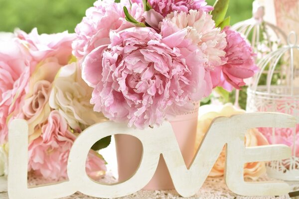 Tablou cu inscripție romantică Love