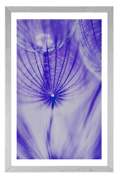 Poster cu passepartout păpădie în design violet