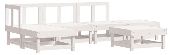 Set mobilier de grădină, 6 piese, alb, lemn masiv pin
