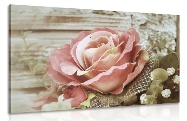 Tablou trandafir roz vintage