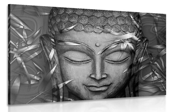 Tablou Budha zâmbitor în design alb-negru