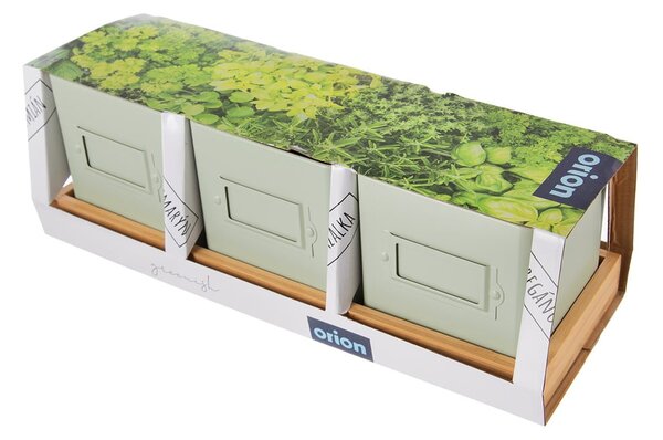Ghivece 3 buc. din metal pentru ierburi aromatice Greenish – Orion
