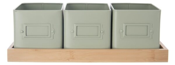 Ghivece 3 buc. din metal pentru ierburi aromatice Greenish – Orion
