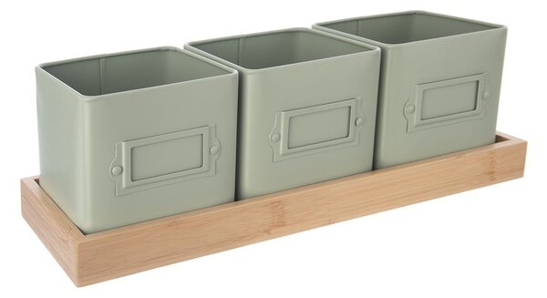 Ghivece 3 buc. din metal pentru ierburi aromatice Greenish – Orion