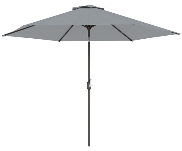 Outsunny Umbrelă de Grădină 3x3 m Înclinabilă cu Deschidere prin Manivelă, Umbrelă de Exterior cu Husă, Anti-UV 30+ din Metal și Poliester 180 g/㎡, Gri | Aosom Romania
