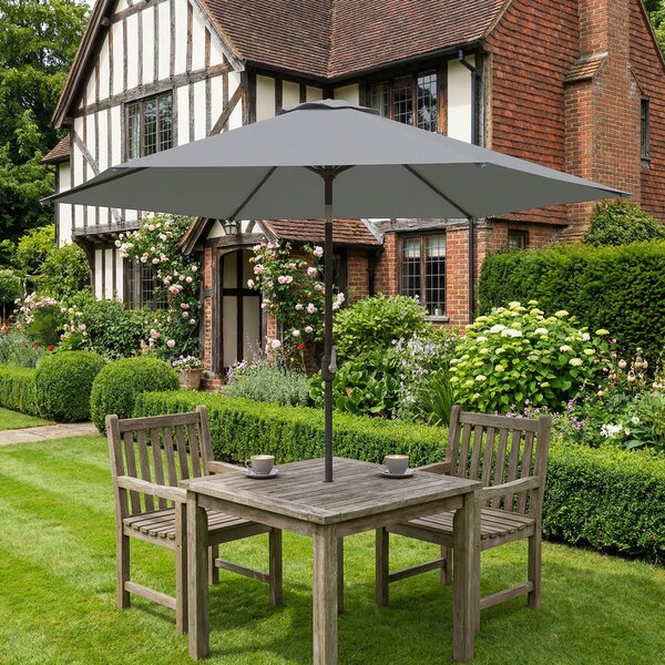 Outsunny Umbrelă de Grădină 3x3 m Înclinabilă cu Deschidere prin Manivelă, Umbrelă de Exterior cu Husă, Anti-UV 30+ din Metal și Poliester 180 g/㎡, Gri | Aosom Romania