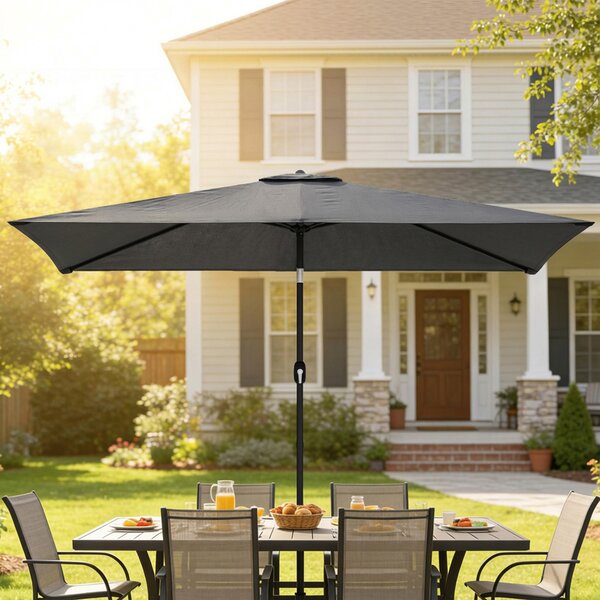 Outsunny umbrelă dreptunghiulară reglabilă balcon mare impermeabilă parasolar dreptunghiular portabil pentru exterior umbrele umbră soare oblong | Aosom Romania