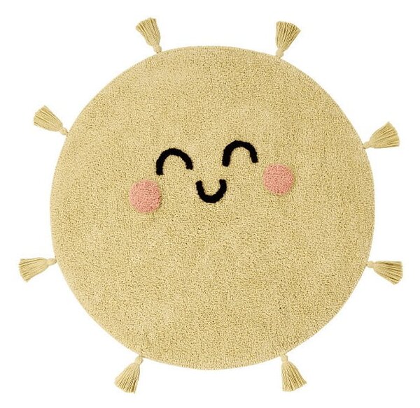 Covor pentru copii galben lavabil/țesut manual din bumbac ø100 cm You're My Sunshine – Lorena Canals