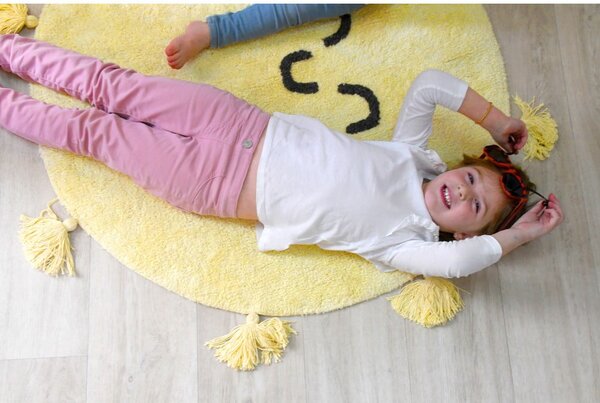 Covor pentru copii galben lavabil/țesut manual din bumbac ø100 cm You're My Sunshine – Lorena Canals