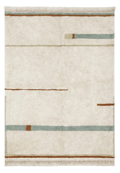 Covor albastru/crem lavabil/țesut manual din bumbac 90x130 cm Lanes Vintage Blue – Lorena Canals