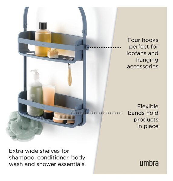 Raft pentru baie albastru suspendat din plastic Flex – Umbra
