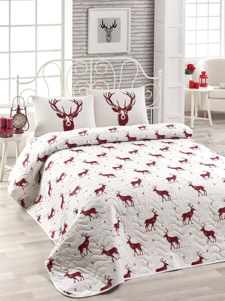 Set cuvertură de pat de pat double , roșu, 220 x 200 cm,65% Bumbac / 35% POLYESTER