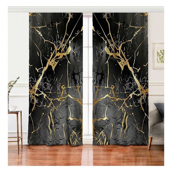 Draperii negre-aurii 2 buc. 140x260 cm – Mila Home