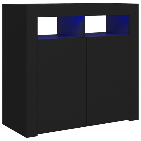 Servantă cu lumini LED, negru, 80x35x75 cm