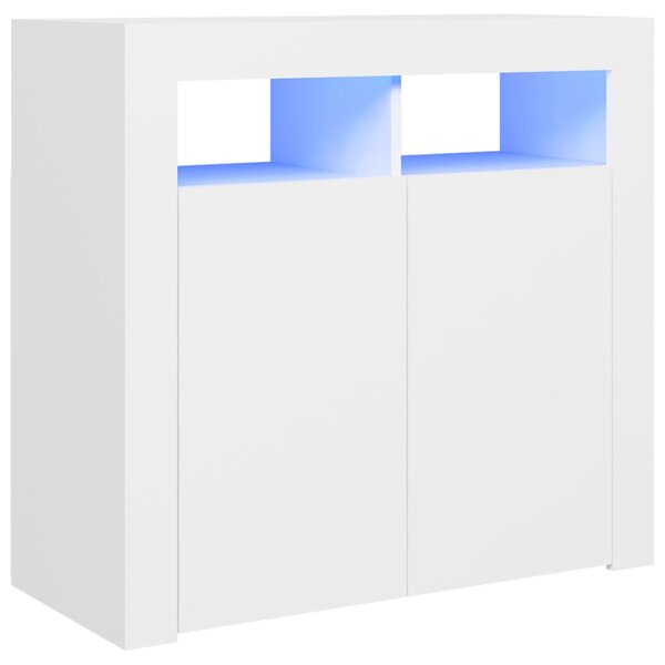 Servantă cu lumini LED, alb, 80x35x75 cm