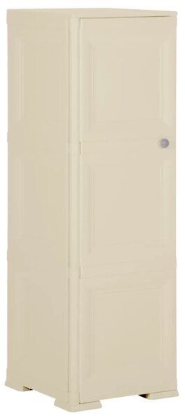 Dulap din plastic, 40x43x125 cm, alb angora, design de lemn