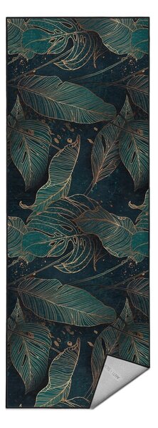 Covor tip traversă culoare petrol lavabil 80x200 cm Midnight Jungle – Mila Home