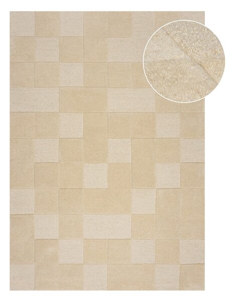 Covor din lână bej 230x160 cm Checkerboard - Flair Rugs